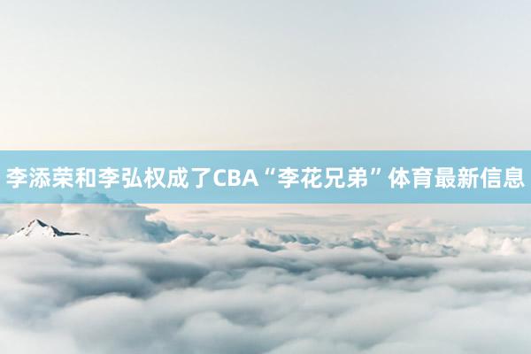 李添荣和李弘权成了CBA“李花兄弟”体育最新信息