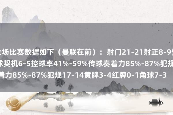 全场比赛数据如下（曼联在前）：射门21-21射正8-9预期进