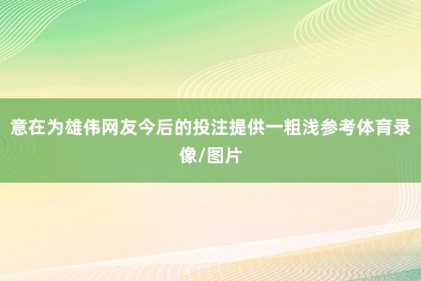 意在为雄伟网友今后的投注提供一粗浅参考体育录像/图片