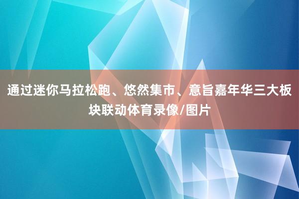 通过迷你马拉松跑、悠然集市、意旨嘉年华三大板块联动体育录像/图片