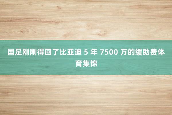 国足刚刚得回了比亚迪 5 年 7500 万的缓助费体育集锦