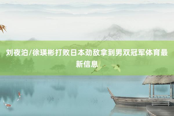 刘夜泊/徐瑛彬打败日本劲敌拿到男双冠军体育最新信息