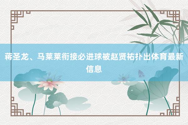 蒋圣龙、马莱莱衔接必进球被赵贤祐扑出体育最新信息