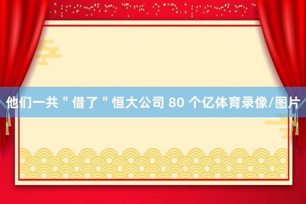 他们一共＂借了＂恒大公司 80 个亿体育录像/图片