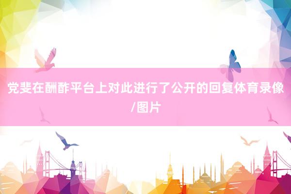党斐在酬酢平台上对此进行了公开的回复体育录像/图片